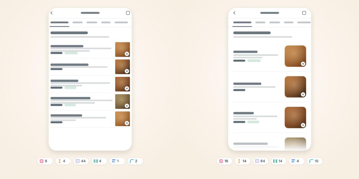 Menu Online before and after, side by side