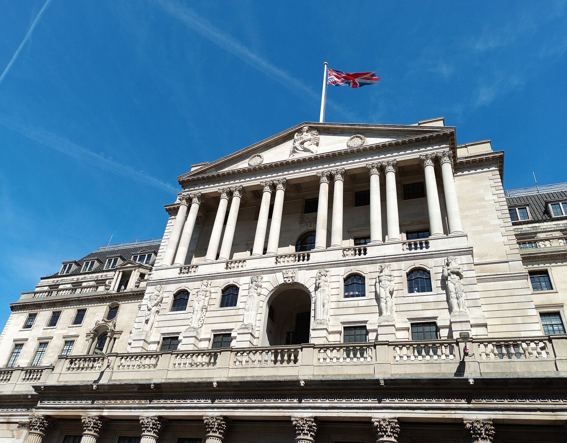 Facade of the Bank of England in London